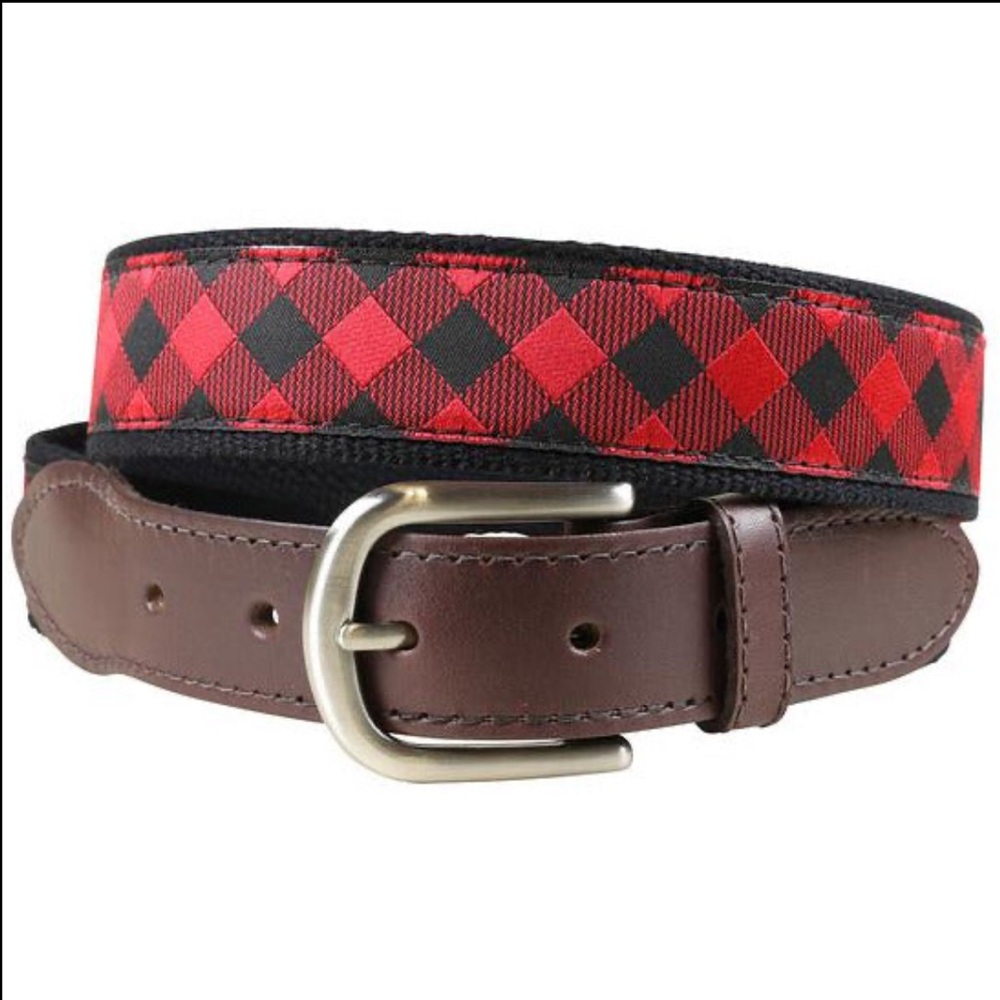Buffalo Plaid Leather Belt